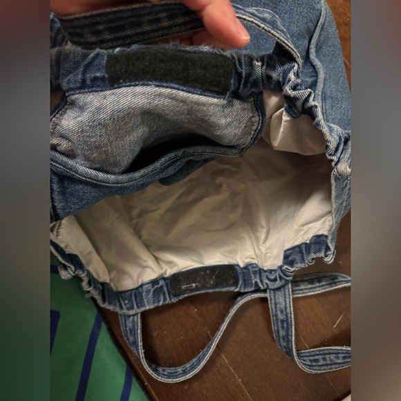 Vintage northern reflections beach Denim Tote Bag with Nautical Patch - Blue - Picture 4 of 5